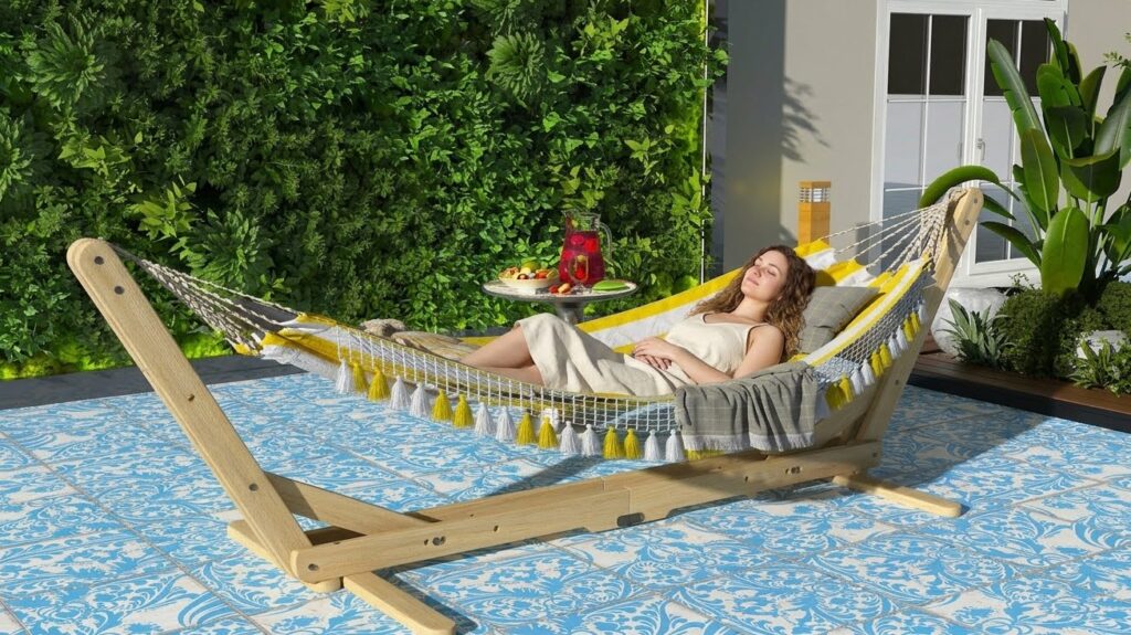 UGLİ Hamak Hamak Standı Üzerinde Dinlenen Kadın